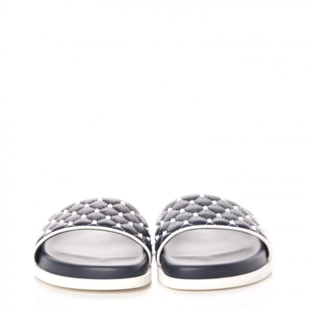 New Authentic Valentino Free Leather Rockstud Quilted Slide - Picture 5 of 6